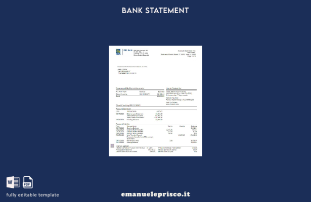 modello di versione word dell'estratto conto bancario RBC USA in stile verificat